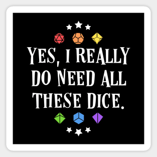 Yes I Really Do Need These Polyhedral Dice Set Tabletop RPG Vault Sticker